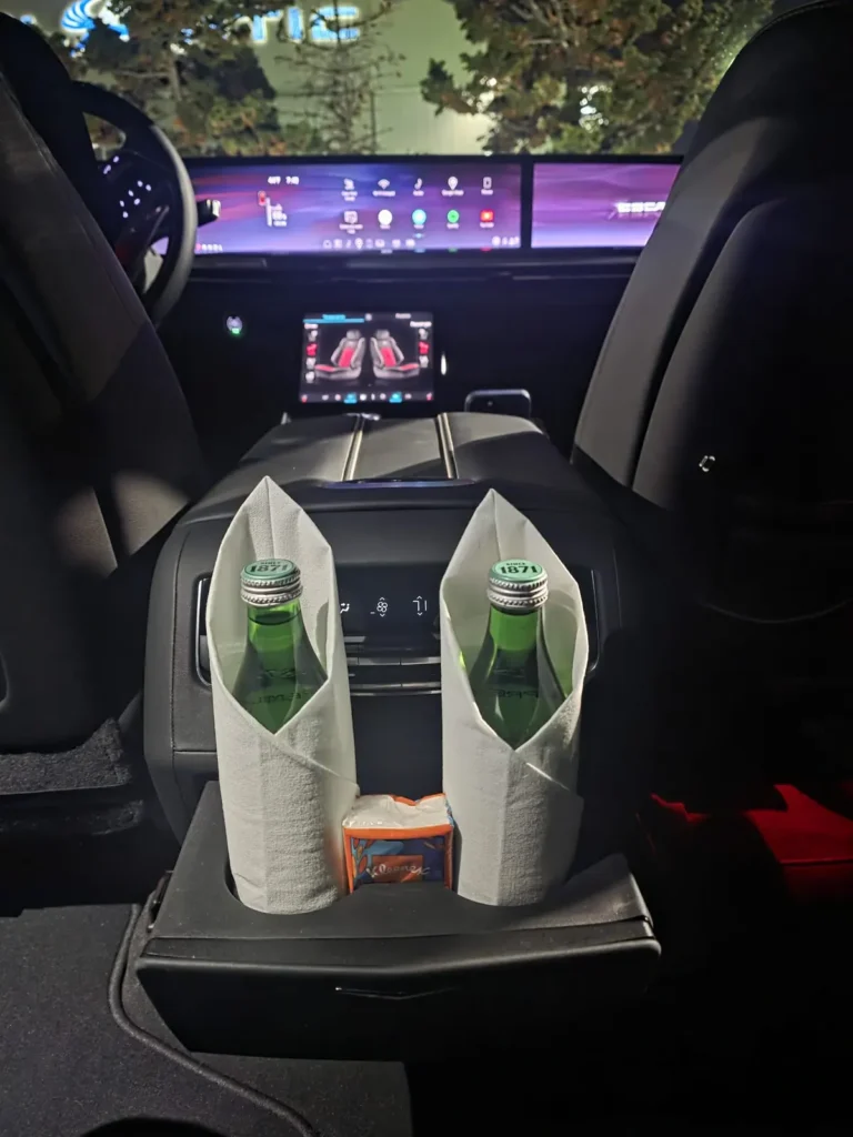 Escalade rear amenities - MZ RIDE luxury car service on Long Island and NYC