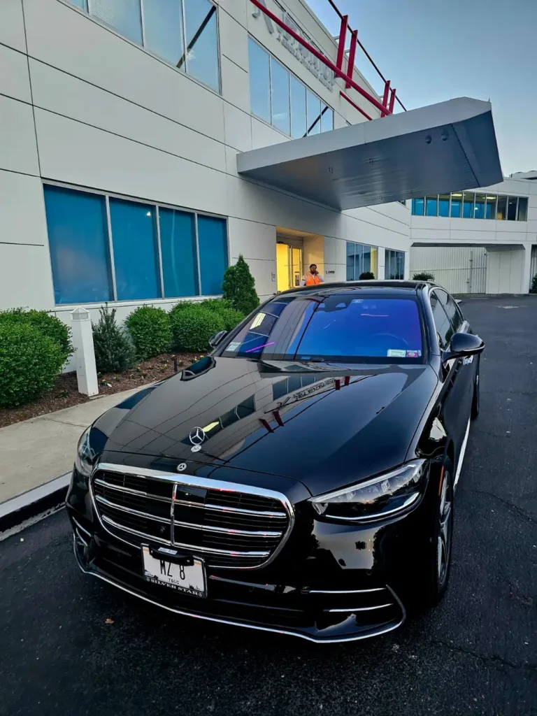 S-Class at Jet Aviation - MZ RIDE luxury car service on Long Island and NYC
